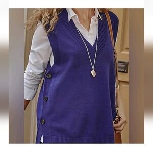 J-jill Women's Purple Jumper Overize Large Vesy Knit Lagenlook